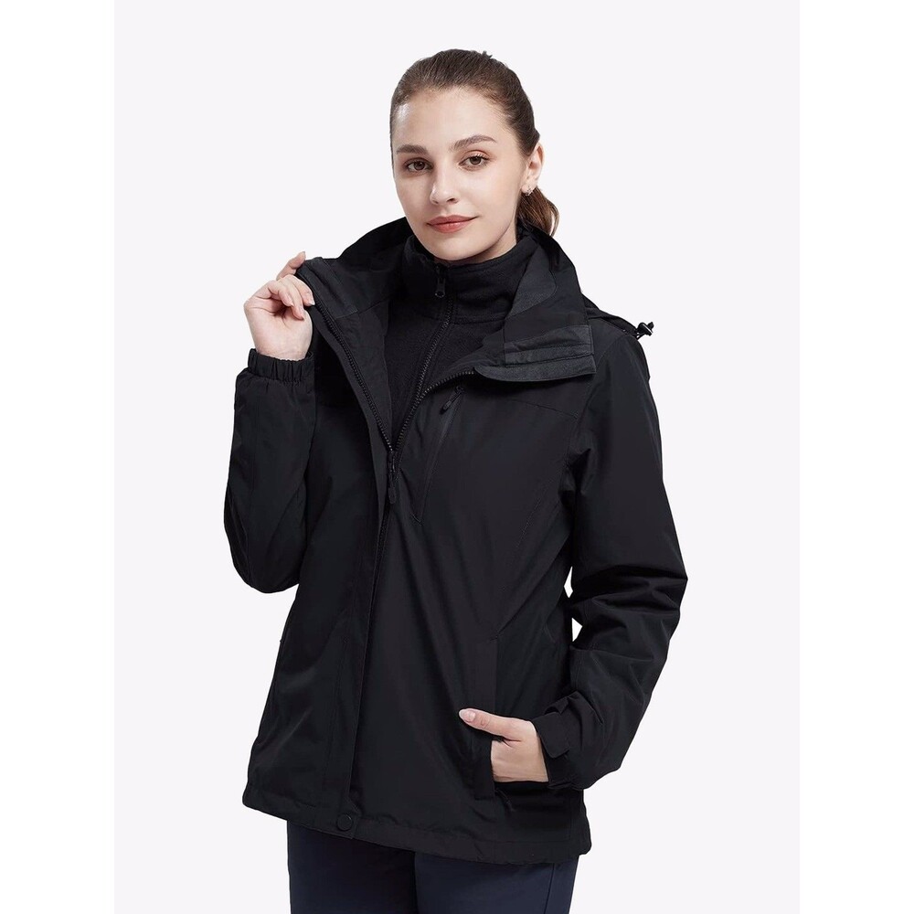 Camel Crown Womens 3 In 1 Jacket Black Waterproof Ski Fleece Winter Small S